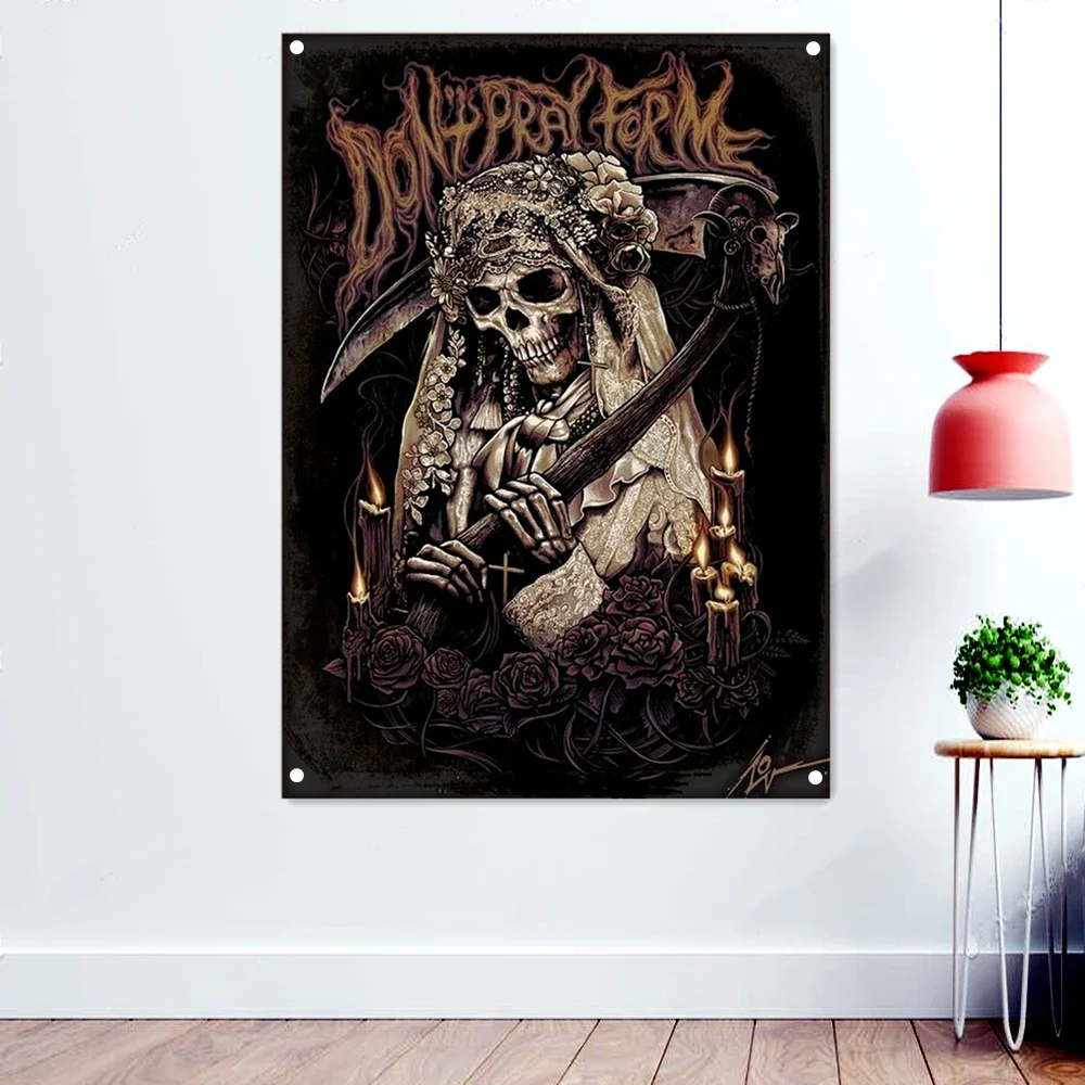 DON'T PRAY FOR ME Brutal Death Metal Artworks Banners Tapestry Dark Wall Art Background Hanging Cloth Rock Band Icon Poster Flag