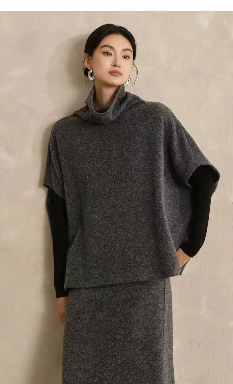 

Women's high neck cashmere vest,new product knitted casual sleeveless sweater, autumn and winter women's 100% wool pullover ves