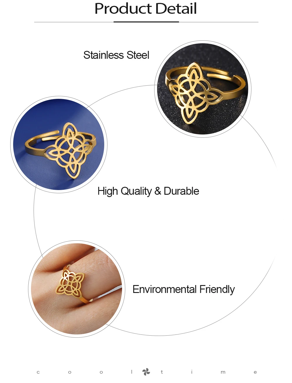 zeit Hexenknoten Verstellbare Ringe Männer Frauen Edelstahl Hexerei Wicca Fingerringe Amulett Schmuck Geschenk ﻿ – Detail 5