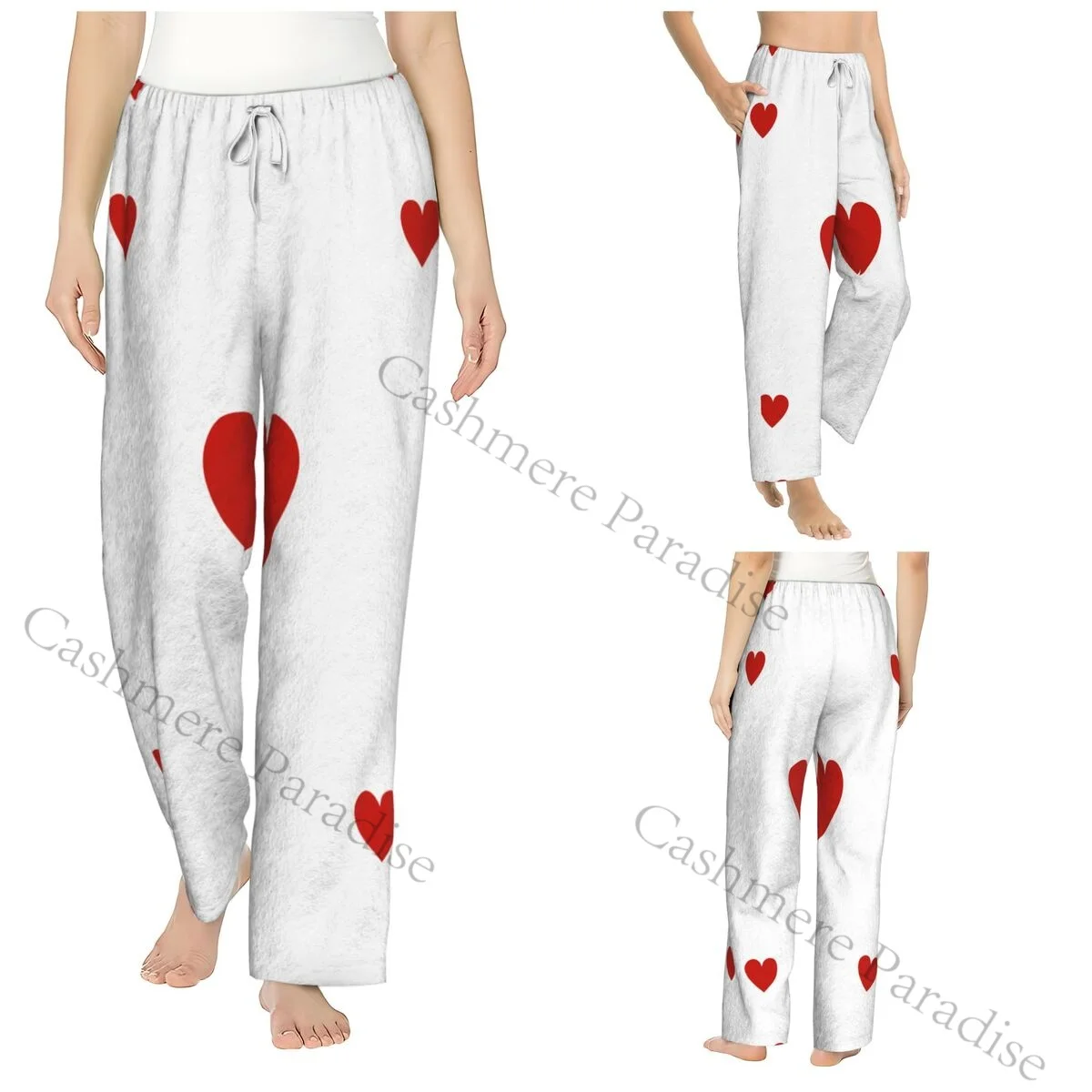 

Alice In Wonderland Cards Flannel Pajama Pants for Women Soft Warm Sleep Pants with Elastic Waistband