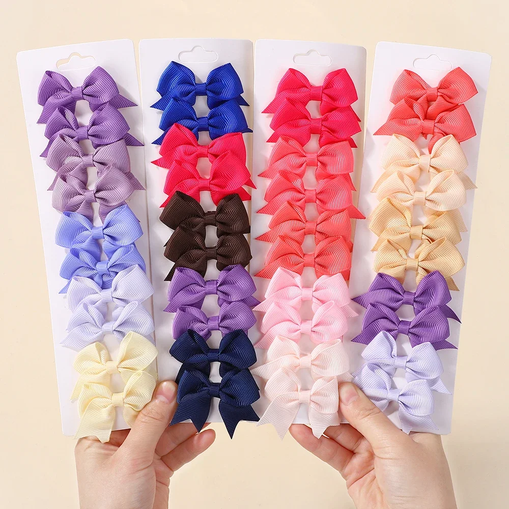 10 ชิ้น/เซ็ตน่ารัก Bows คลิปผมเด็กสี Candy สําหรับสาวเจ้าหญิง Hairpins Barrettes เด็ก Grosgrain อุปกรณ์เสริมผม