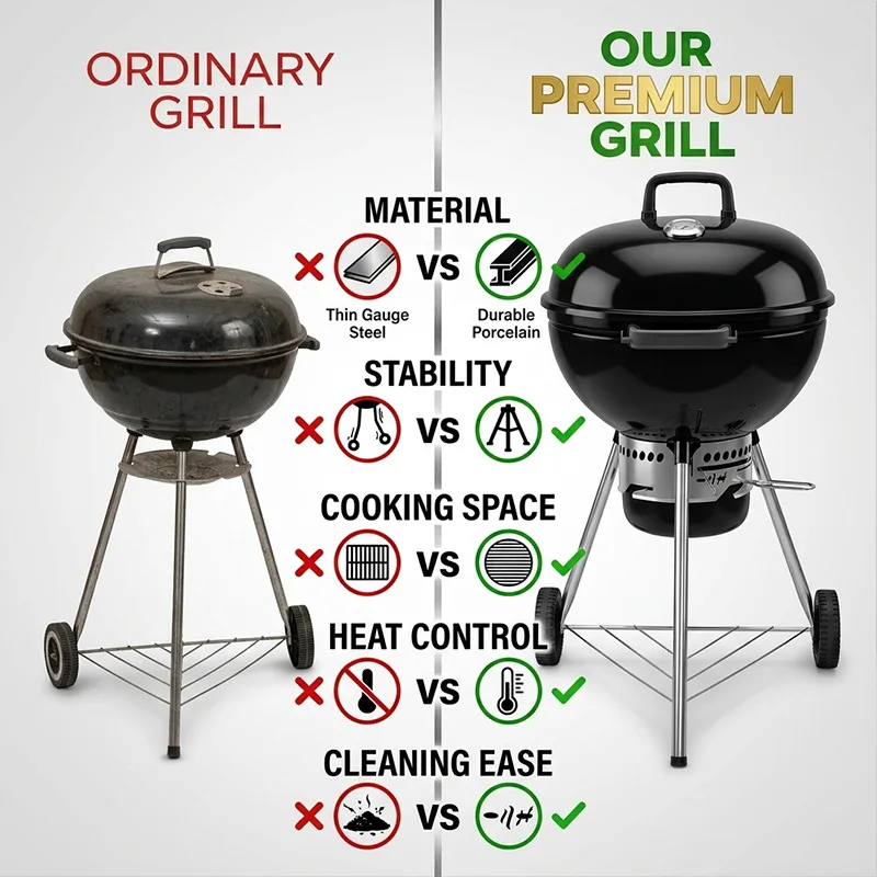 Weber Has The Same 22.5-inch Three-legged Deep-bottom Apple Stove, American Outdoor Convenient Barbecue Stove, Round Bbq Oven.