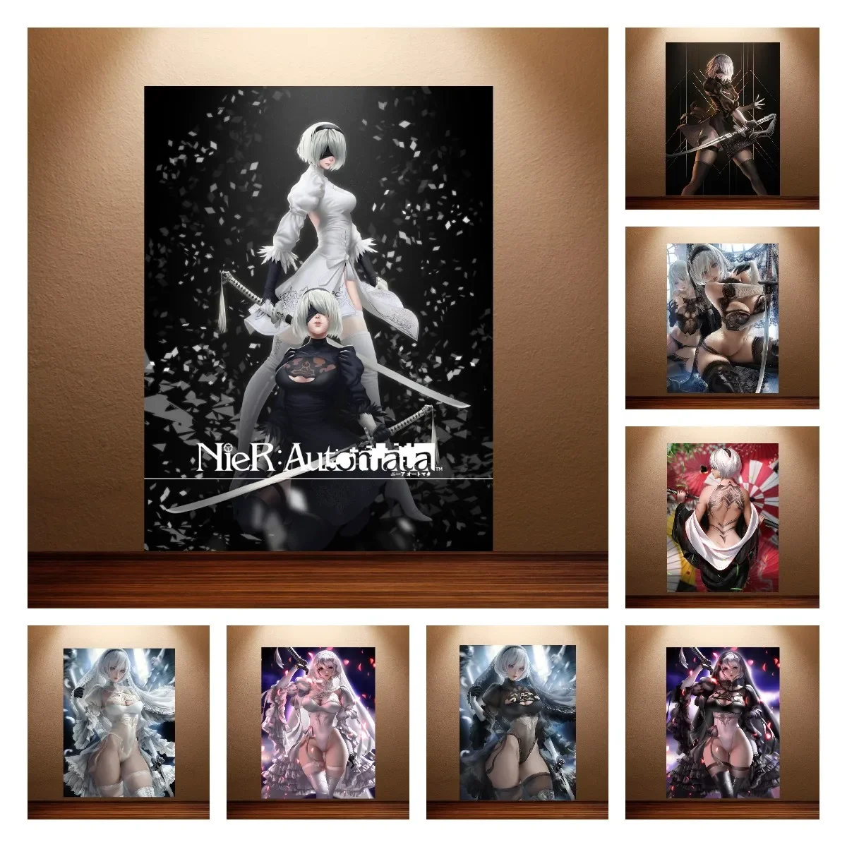 Nier Automata Poster Classic Game Poster Canvas Wall Painting Wall Art Sticker Flat Internet Cafe Dormitory Room Wall Decoration