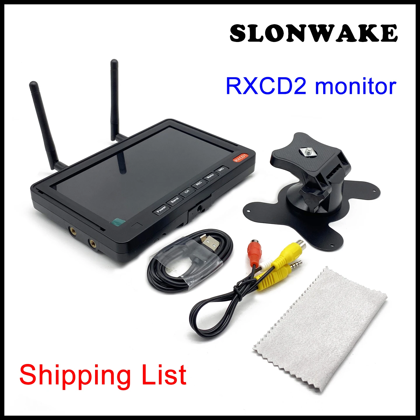 RXCD2 5.8G 56CH FPV Monitor Dual Receiver with DVR 1024*600px 600CD Diversity Receiver LCD Screen build in 3.7V 4000mah Battery