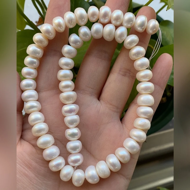 Cost Effective 12-15mm Irregular Flat Pearl Natural Pearl All Round Bright Mantou Bead Bracelet Diy