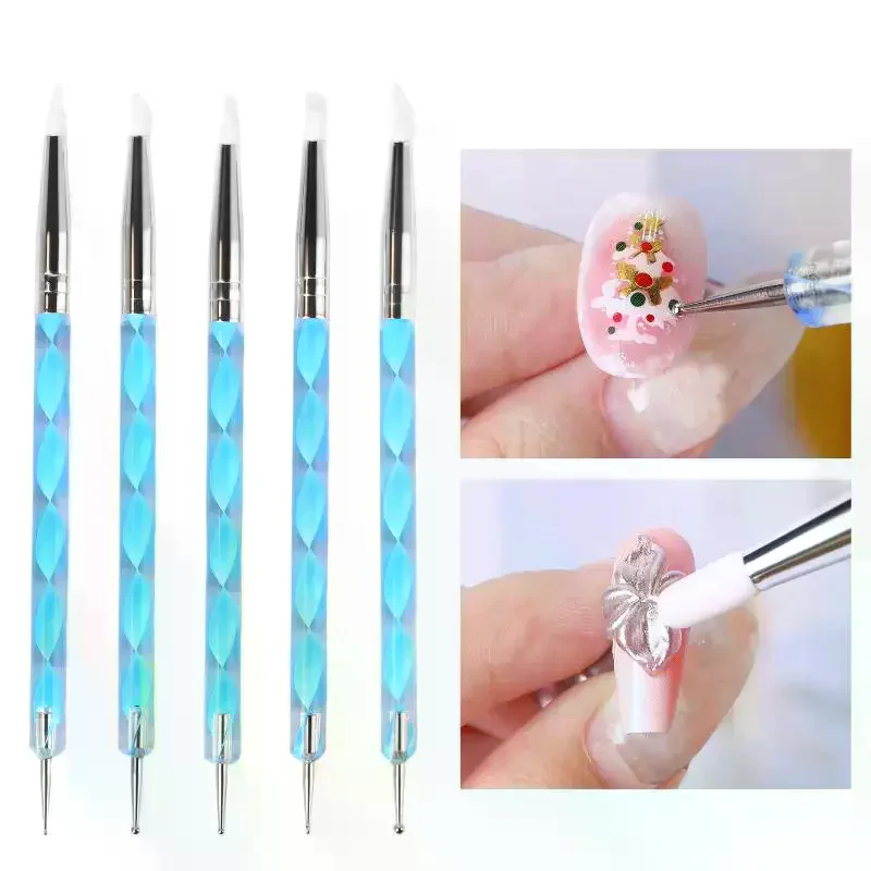 5 Pcs Silicone Clay Sculpting Tool For Brush Modeling Dotting Nail Art Pottery Clay Tool DIY Carving Sculpting Tools Soft Head