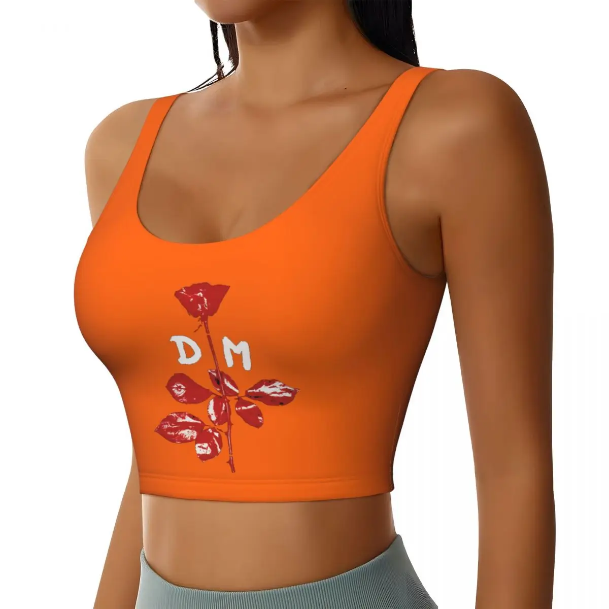 Custom Electronic Rock Depeche Cool Mode High Impact Sports Bras Women's Seamless Workout Yoga Crop Tank Tops