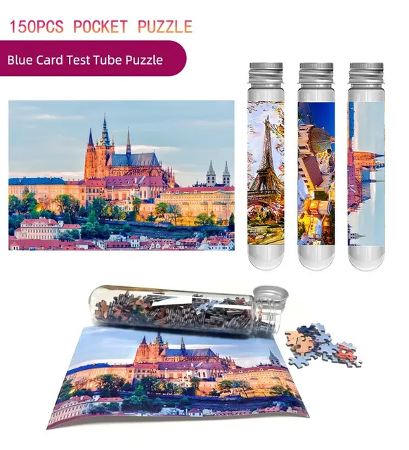 MaxRenard Jigsaw Puzzle Mini Pieces 150szt Probówka Zabawka edukacyjna Gra rodzinna Przenośna zabawka rekreacyjna