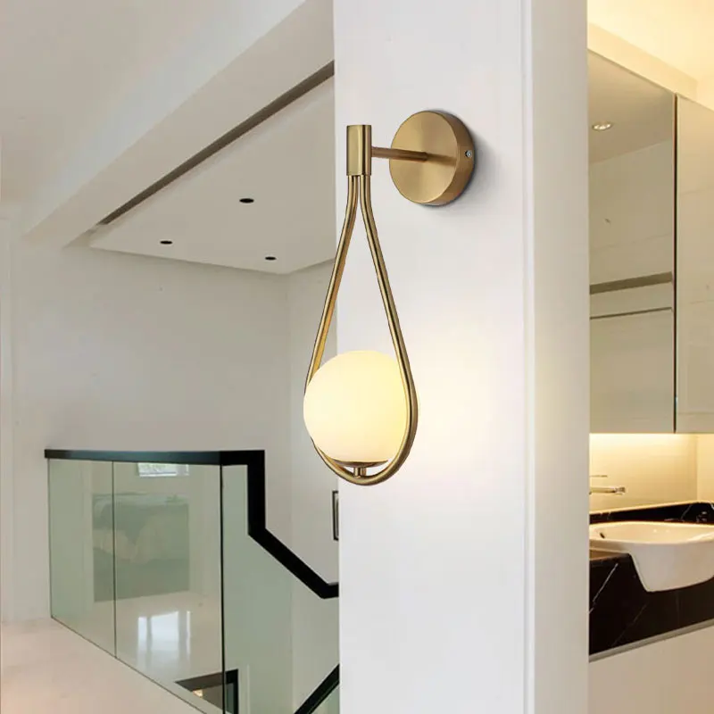 Modern With Switch LED Wall Sconce Light Fixture For Bedroom Bedside Dining Room Aisle Frosted Glass Lampshade G9 Base Wall Lamp