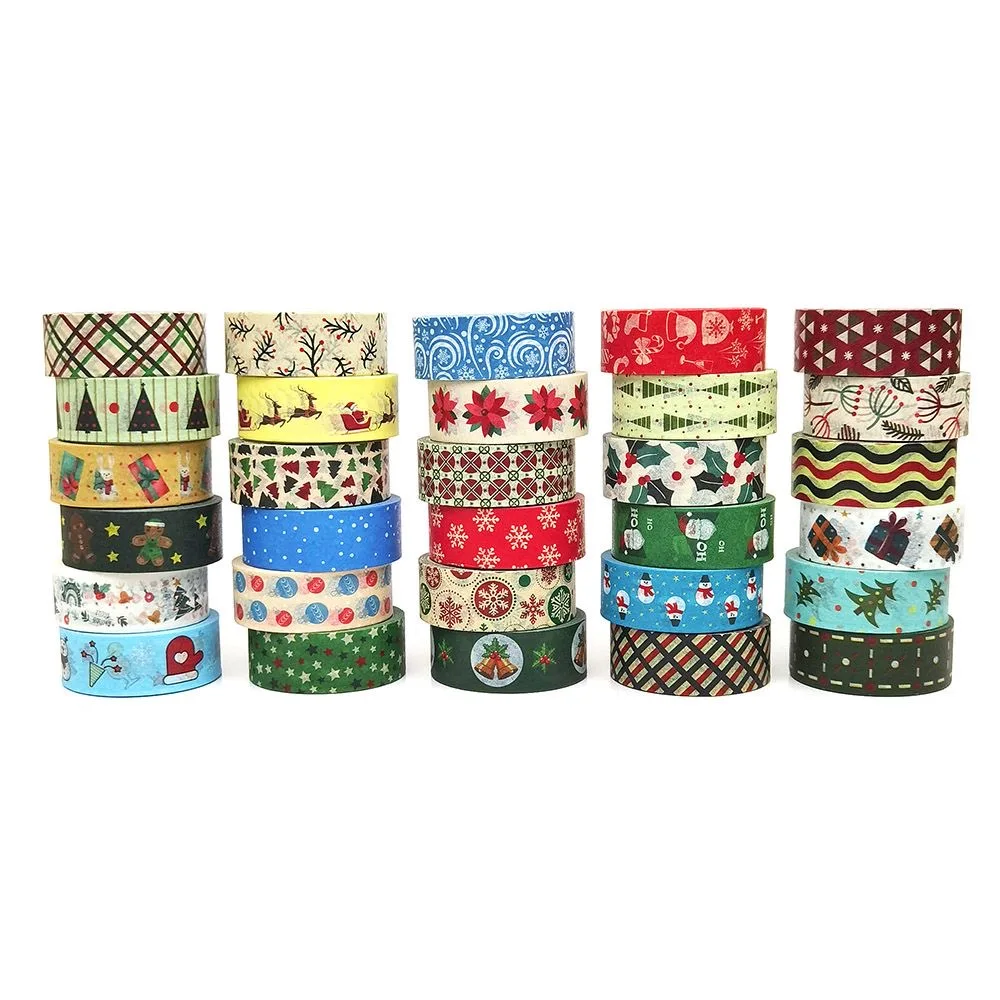 

Christmas green pine tree gingerbread 1.5cm*5m gift box decoration handmade DIY creative handbook sticker tape