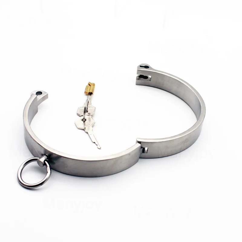 Lockable Slave Handcuffs Ankle Cuffs Collar Stainless Steel Detachable Buckle Chain Ball Helmet Stifle Restraint BDSM Sex Toy