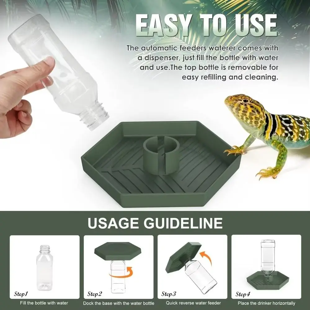 Turtle Food Bowl Anti-slip Reptiles Water Feeder Detachable Plastic Turtle Water Bowl Stable Lizard Food Feeder Vivarium