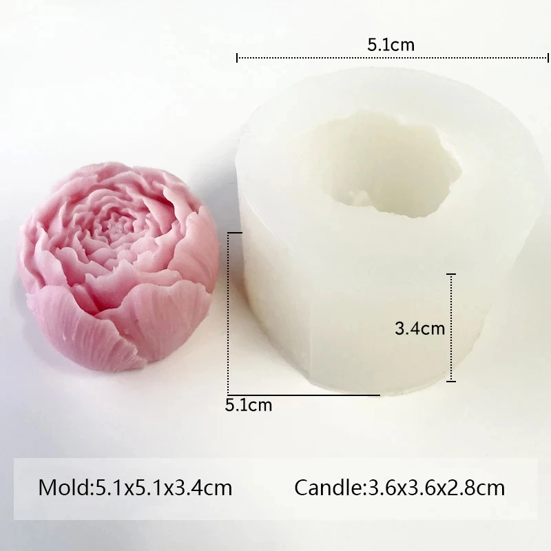 3D Roses Candle Silicone Mold Peony Flower Candle Mould Aromatherapy Gypsum Soap Resin Birthday Wedding Gifts Home Decor