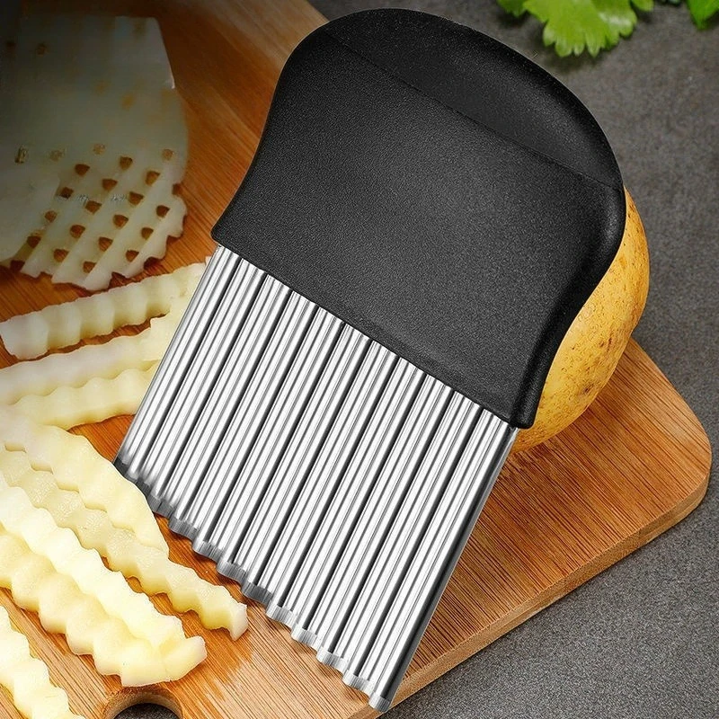 

Crinkle Cutter Blade Waffle Fry Cutter Stainless Steel Vegetable Potato Wavy Chopper Knife French Fry Slicer for Carrot Onion