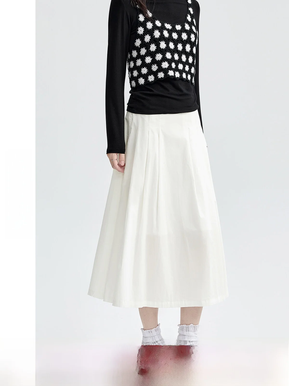 

White High Waist A-Line Skirt for Women Casual Versatile Design Autumn Collection Guier Brand Ladies' Premium Fashion