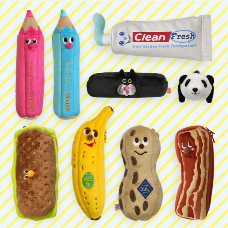 Genuine Gladee Pencil Bag Collection Peanut Toothpaste Biscuits Banana Cute Pen Storage Bag Student Stationery Box Ornament Gift