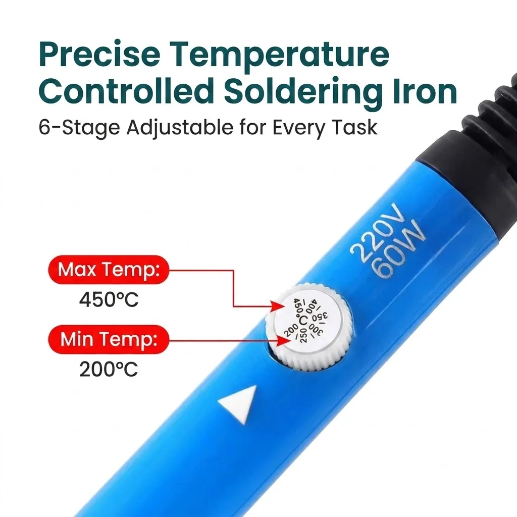 60W Adjustable Temperature Soldering Iron Electric Welding Solder Iron Tool US/EU/UK /AU Plug For PCB Repair