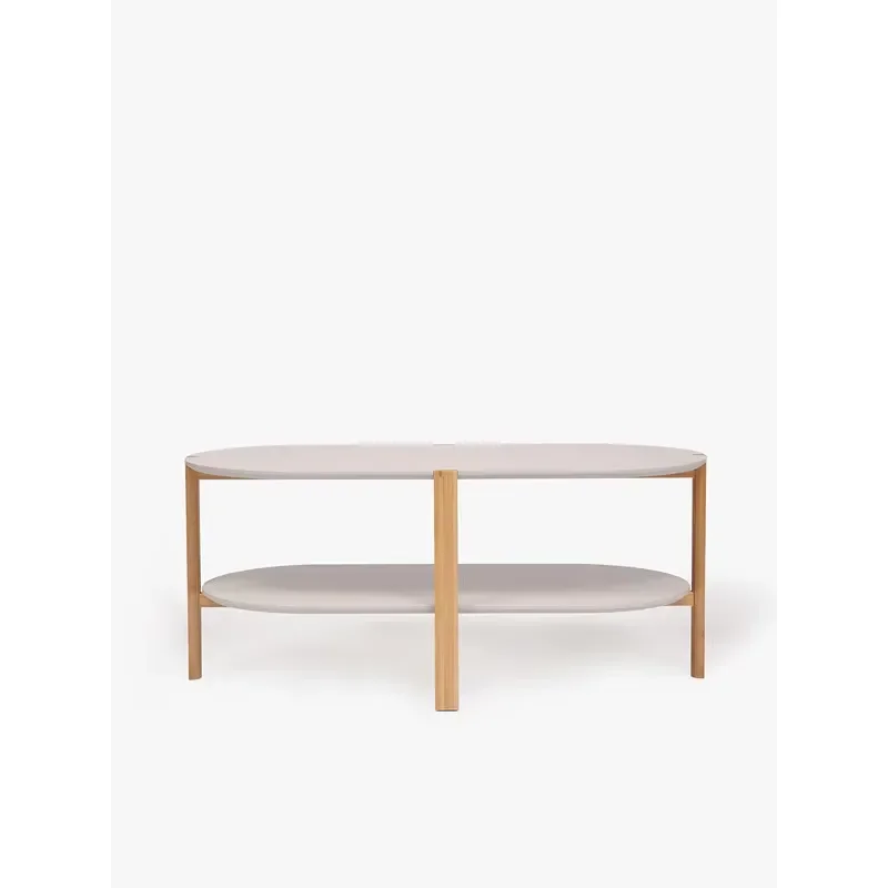 Modern White Bamboo and MDF Coffee Table Stable Top Design for Living Room Home Bar Furniture Contemporary Style Decor Stable