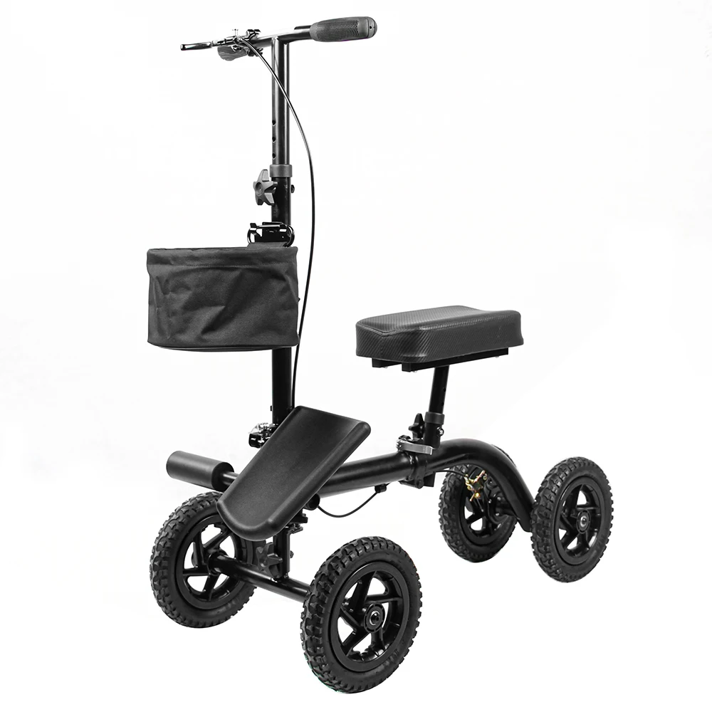 Adjustable outerdoor used knee walker scooter for broken foot rolling knee rollator walker with basket Steel new style