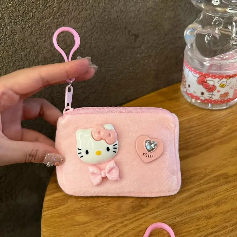 Hello Kitty Plush Wallet Mini Storage Bag Cute Card Bag Backpack Charm Kawaii Soft Stuffed Coin Purse Christmas Gift