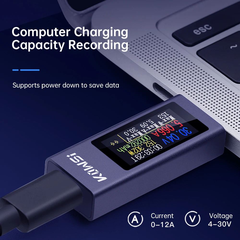 KWS-2302C di tipo c Display digitale multifunzione DC Ammeter di tensione misuratore di potenza cellulare Tester di ricarica per telefono DC 4-30V