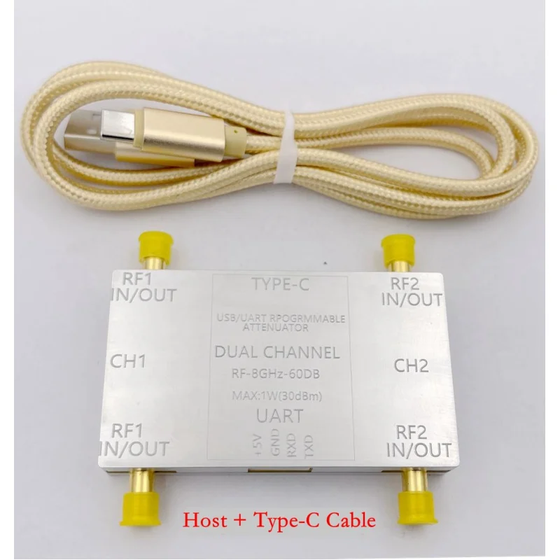 

LF-8GHz 60dB 50ohms Dual Channel RF Attenuator Module with SMA Female Connector and Type-C Cable