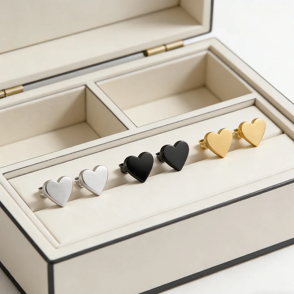 1 Pair Stainless steel Earrings Trend Korean Sweet Heart Fashion Stud Earrings For Women Jewelry Party Friends Wedding Gifts NEW