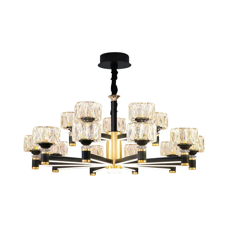 SANDYHA أنيق حديث LED ثريا تركب بالسقف كريستال عاكس الضوء الألومنيوم الجسم مثالية لغرفة النوم وغرفة المعيشة وغرفة الطعام #6