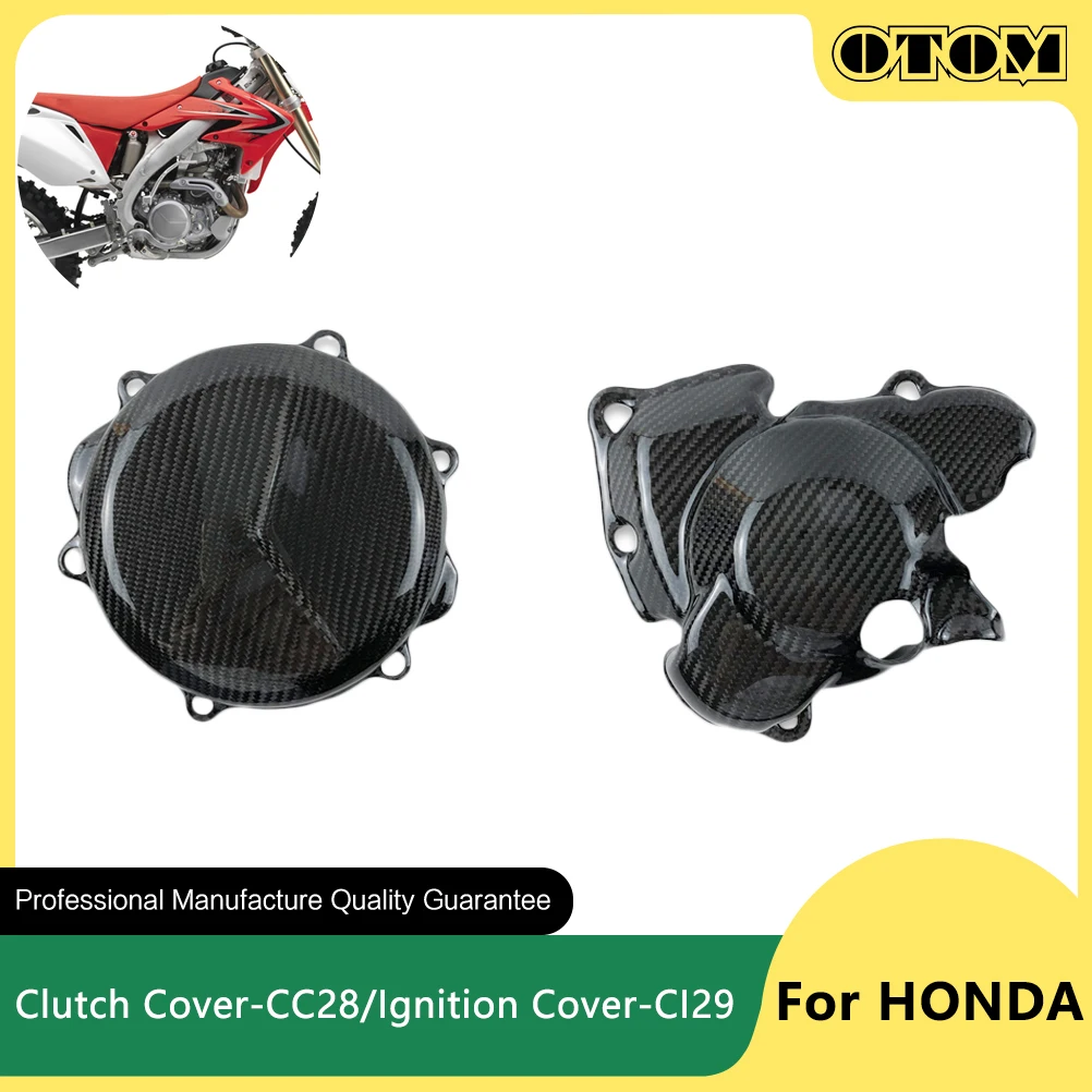 

OTOM 2005-2017 Motorcycle Engine Clutch Ignition Cover Carbon Fiber Guard Protector For HONDA CRF450X Pit Dirt Bike Motorbike