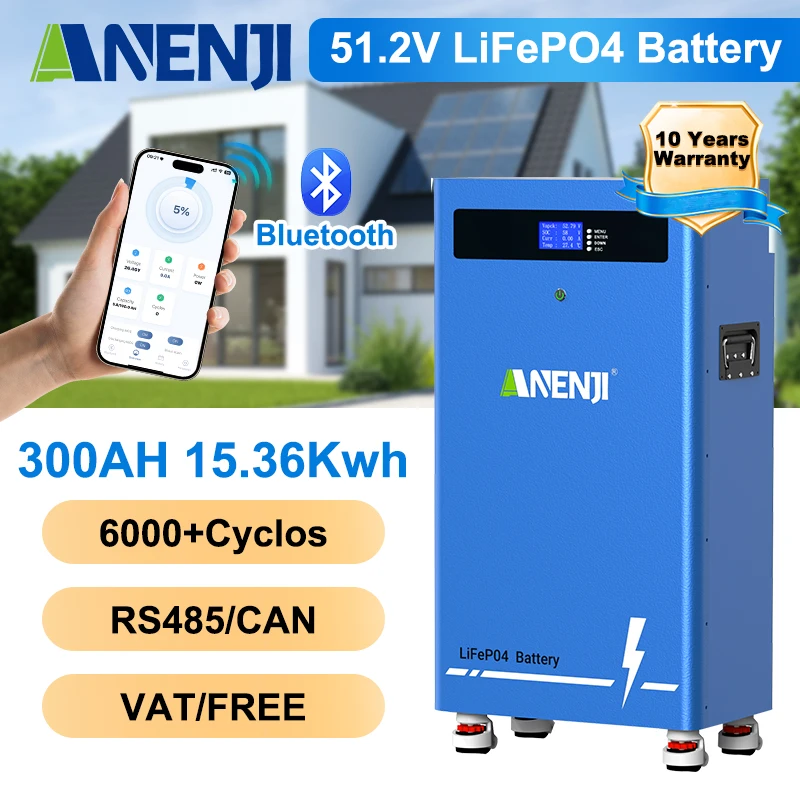 بطارية LiFePO4 بالطاقة الشمسية 51.2 فولت 300 أمبير في الساعة أكثر من 6000 دورة وظيفة الاتصالات 15.36 كيلو وات في الساعة إجمالي الطاقة ≥96% كفاءة متوازية #1