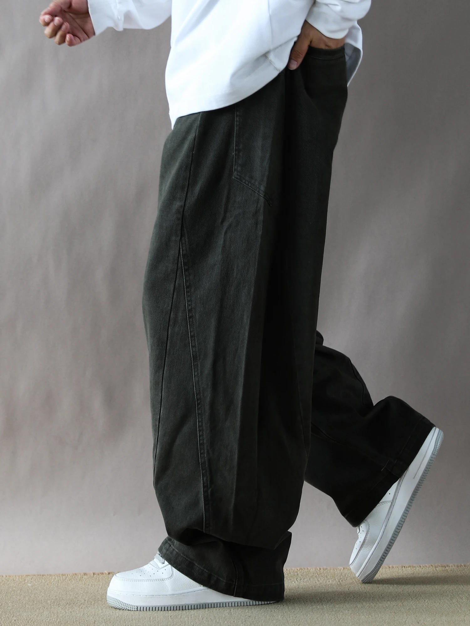 

Casual Loose Knife Cotton Pants Men's Military een Wide Leg Long Trousers Trendy American Brand Simple Sle Spring Au...