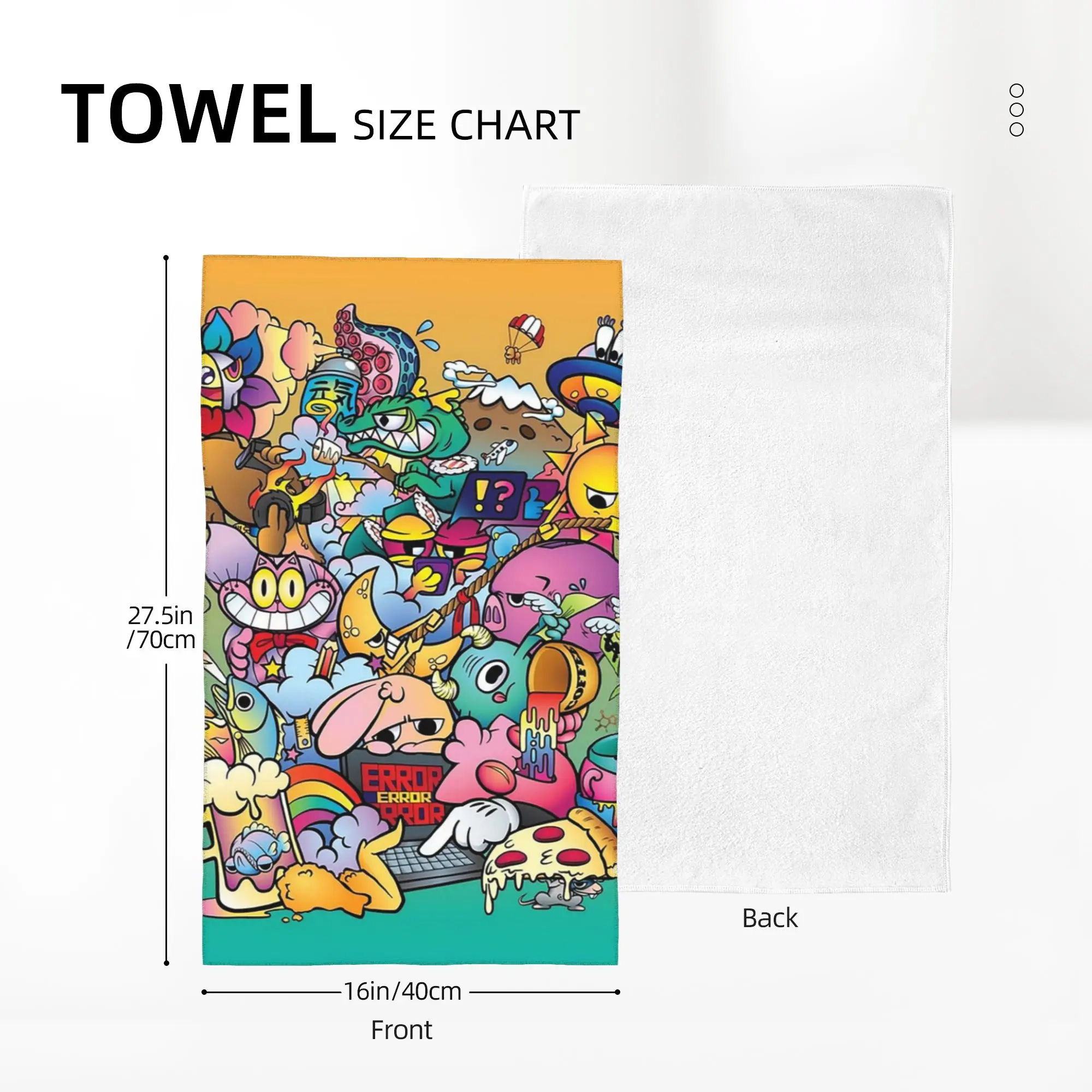 Custom Things in Life cute colorful vexx style doodle Soft Face Towel Quick Dry Pool Bath Cotton Towels Absorbent