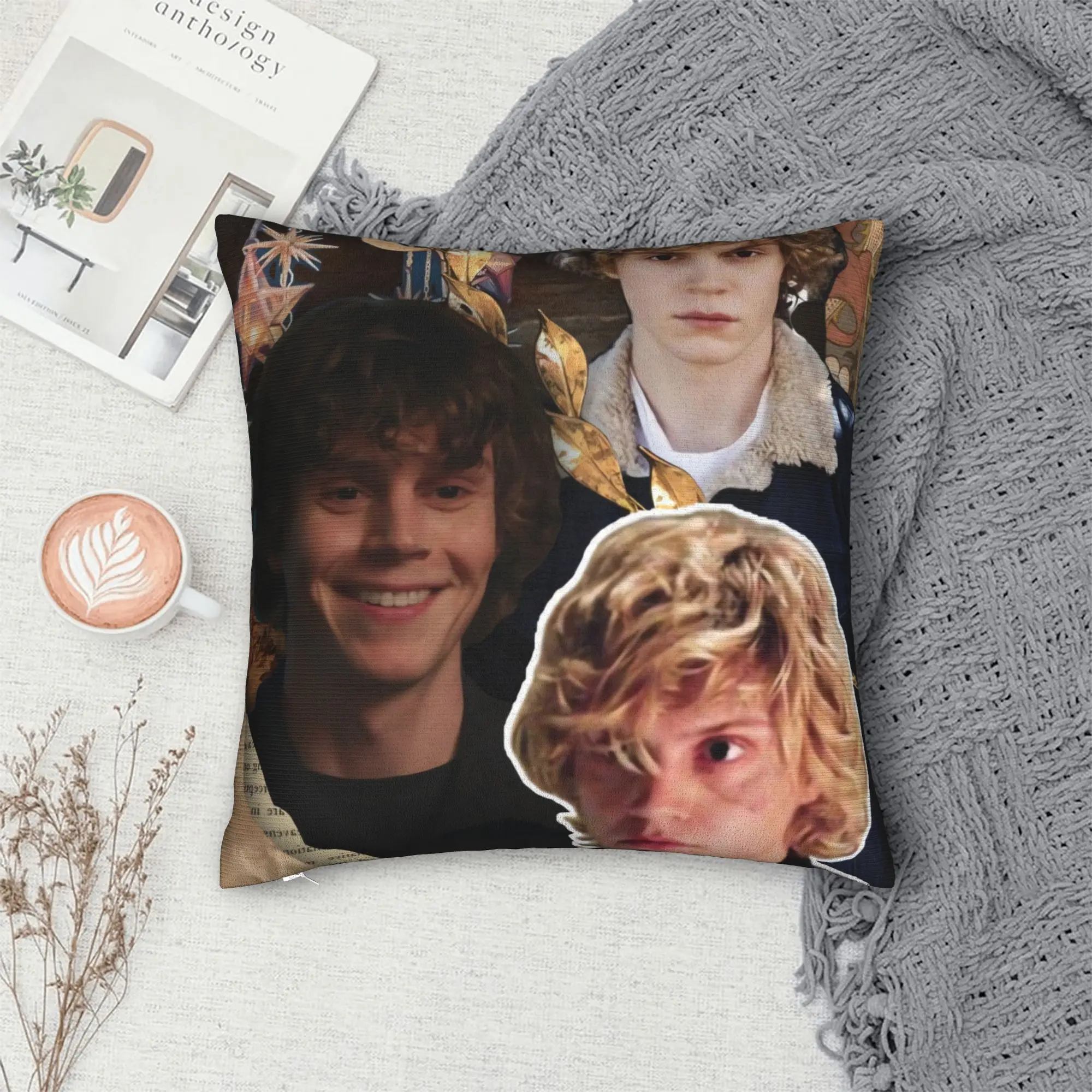 Warm Evan Peters Group Portrait Pillow Case  Soft Pillow Cover Funny Cushion Cover For Sofa Couch Bed Living Room