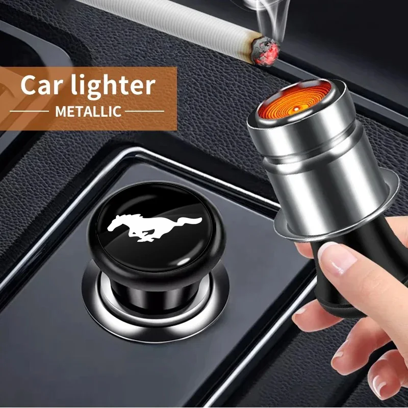 12V Portable Car Socket Cigarette Lighter Flammable Decoration For Ford Mustang Universal Big Size Mustang Shelby GT Accessories