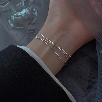 Fashion 925 Sterling Silver Bracelets for Women Simple Korean Multi Layer Coil Adjustable Bracelets Party Wedding Jewelry Gifts 2