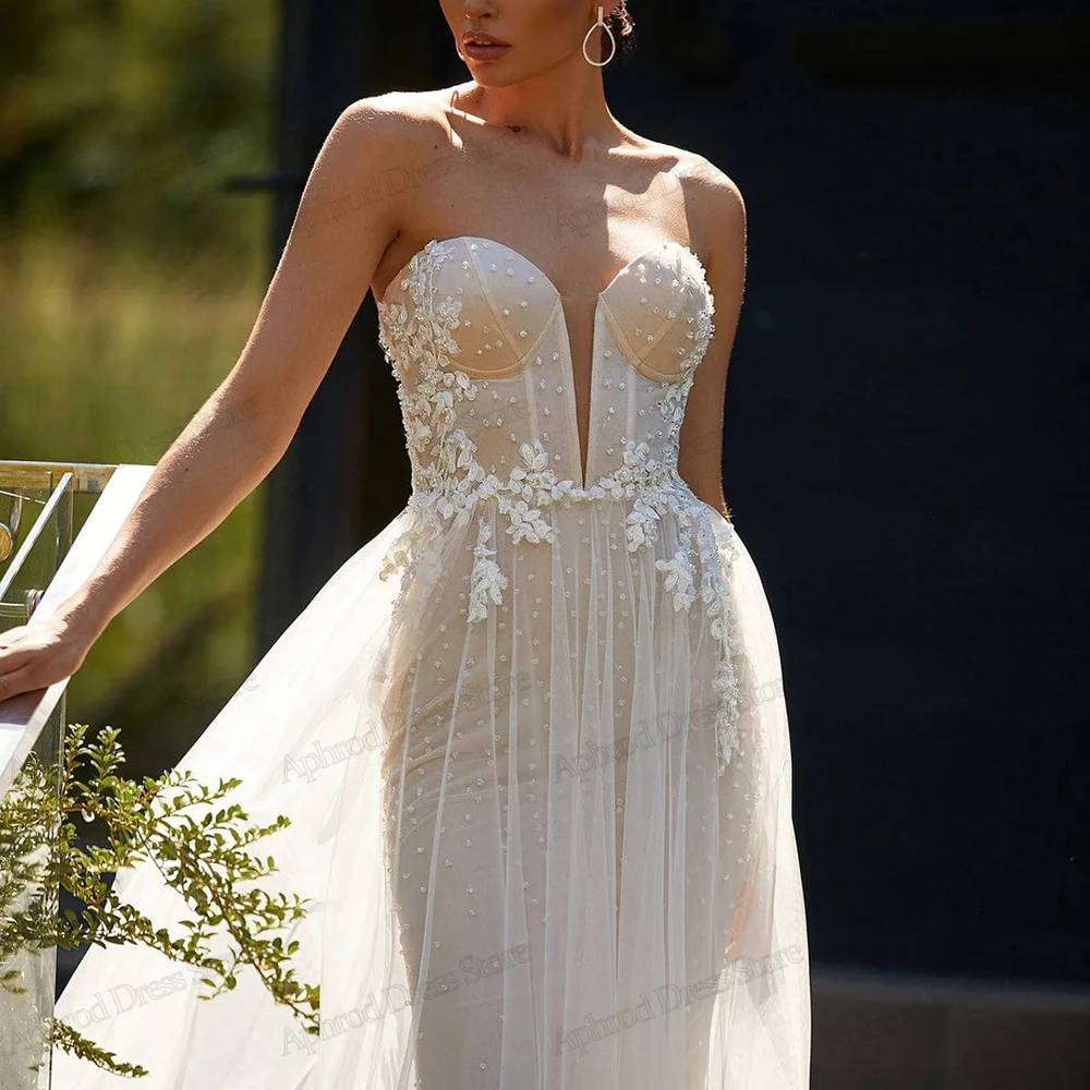 

Glamorous Wedding Dresses Vintage Bridal Gowns Lace Appliques Strapless Backless Robes Pretty Vestidos De Novia Customized 2025