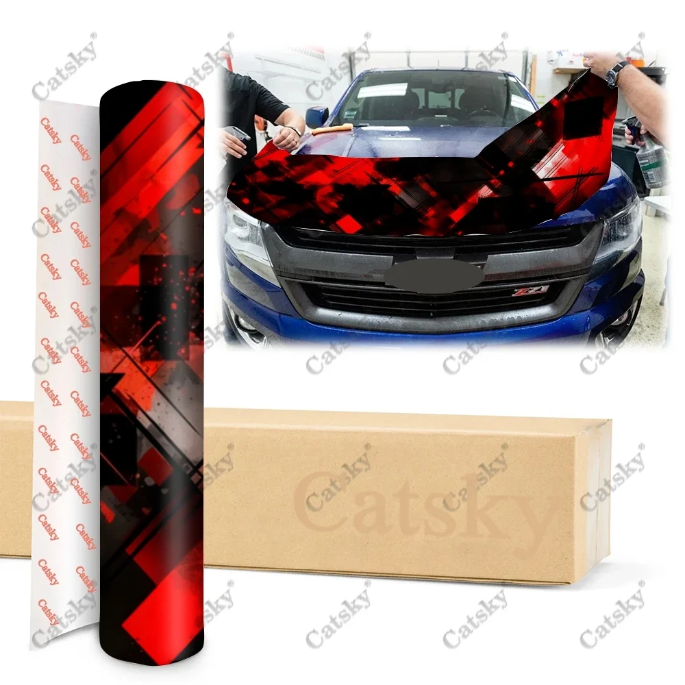 Dark Abstract Art Car Hood adesivi in vinile Wrap Vinyl Film Engine Cover decalcomanie Sticker Universal Car Hood pellicola protettiva