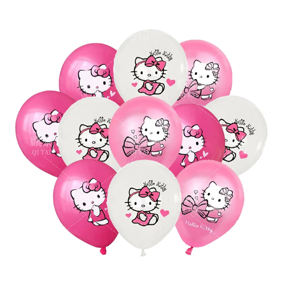 16pcs/lot Hello Kitty Theme Latex Balloons Happy Birthday Party Decorations Girls Favors Baby Shower Party Supplies