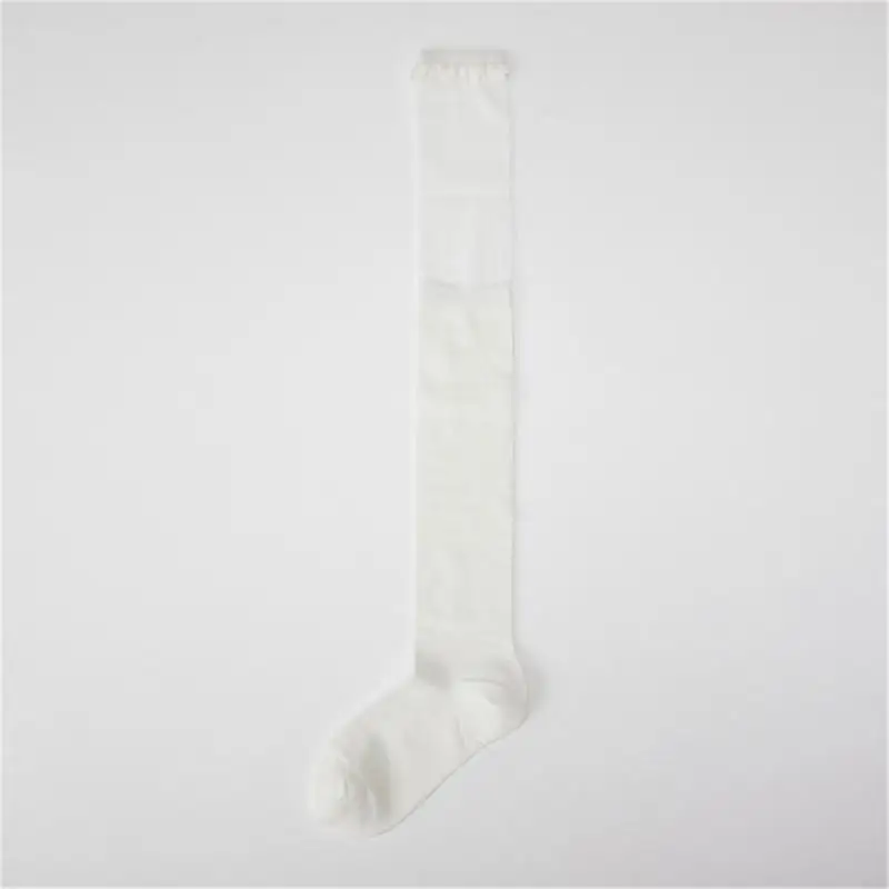 195E النساء اليابانية طالب بلون تمتد فوق الركبة جوارب طويلة أنيقة شبكة الربط كشكش مكشكش الفخذ العليا جوارب #3