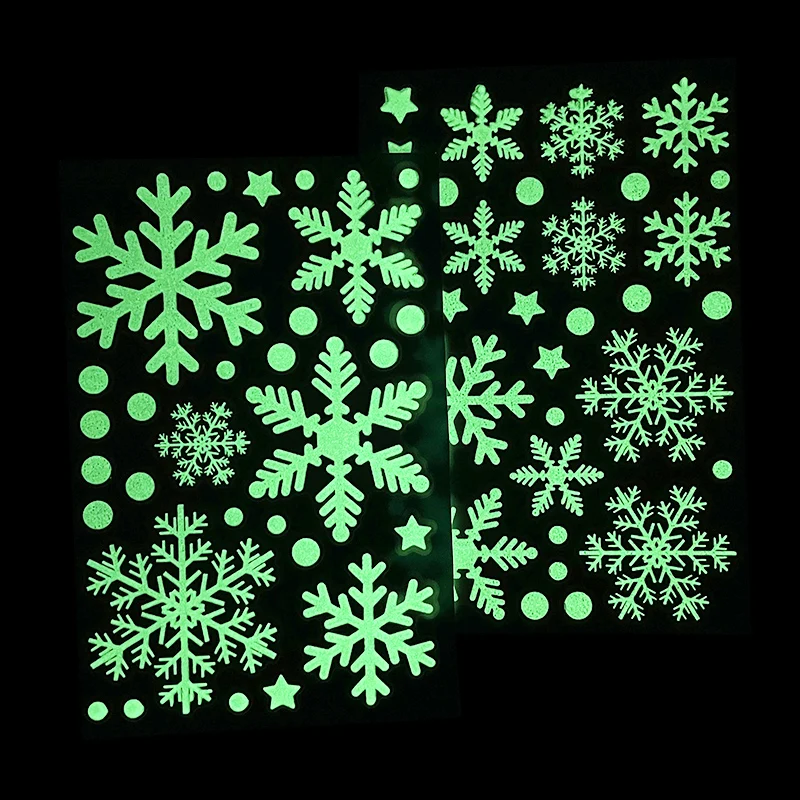 Christmas Luminous Snowflakes Window Stickers Glow in The Dark Snowflakes Clings Decal for Winter Xmas New Year Party Supplies