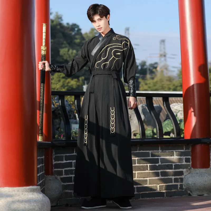 Chinese Ancient Hanfu Men Halloween National Tang Costume Vintage Swordsman Gown Robes Kimono Traditional Hanfu Folk Dress