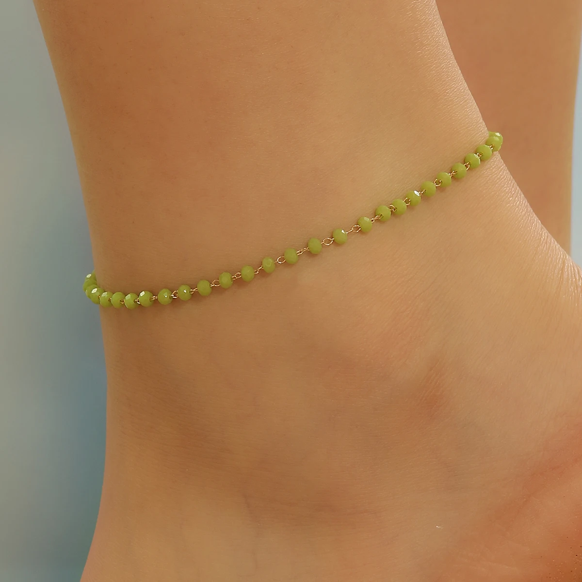 Kinitial Exquisite and fashionable laser plated anklet, green gemstone anklet as an anniversary gift for her