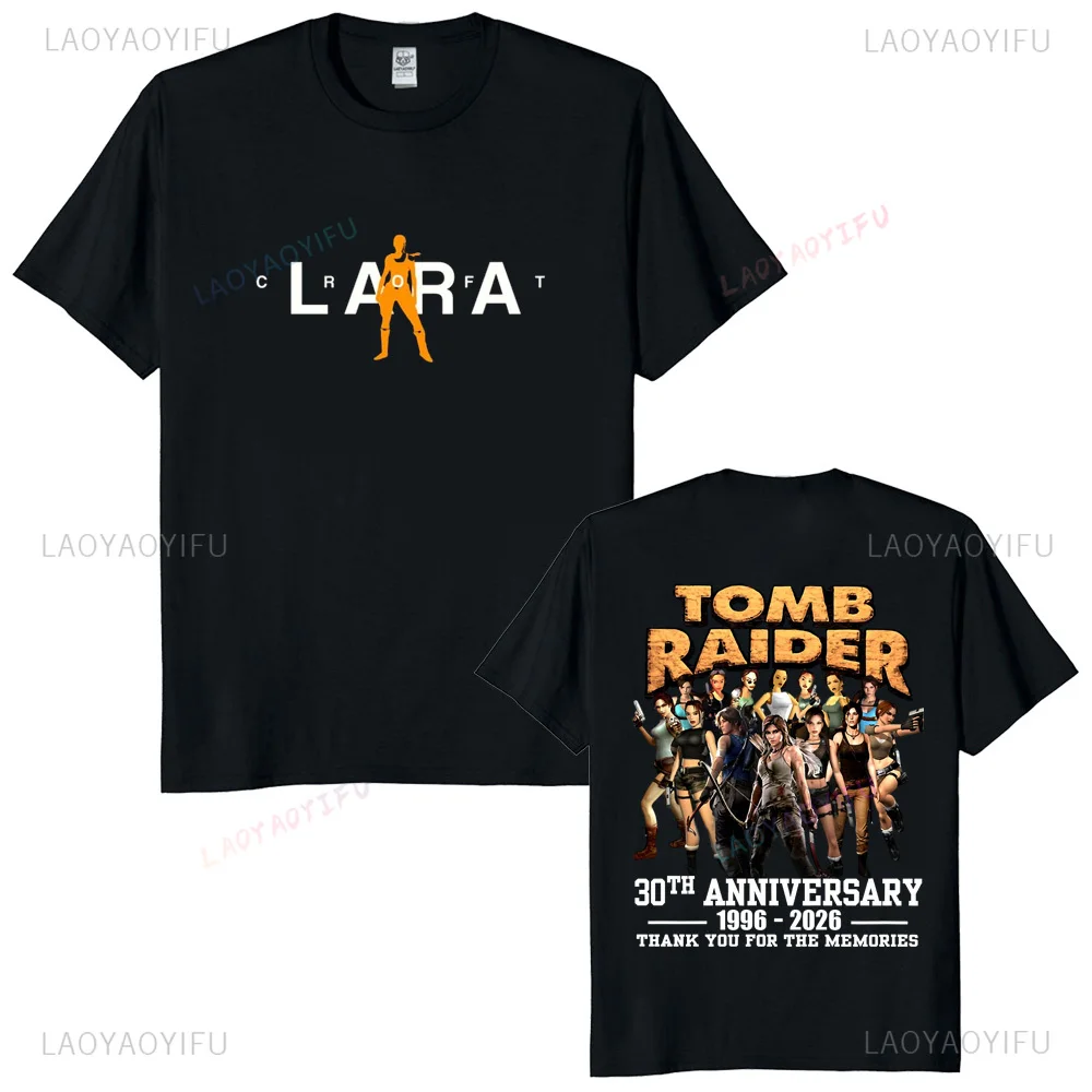 Винтажная футболка унисекс на 30-летие Tomb Raider 1996-2026, игровая футболка в стиле ретро, классический подарок для фанатов игр, повседневная уличная одежда, топ