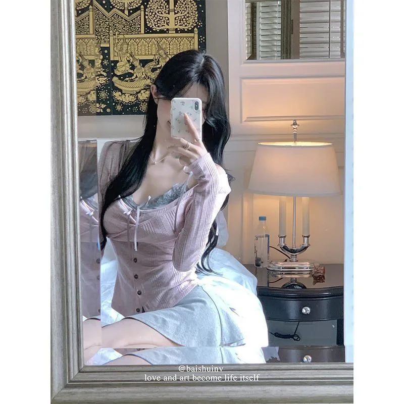 New in Matching Sets 3 Piece Set Korean Style Y2K Skirt Set Two Piece Set Sexy Outfits Women Pink Ladies Outfit Fall Spring view 4