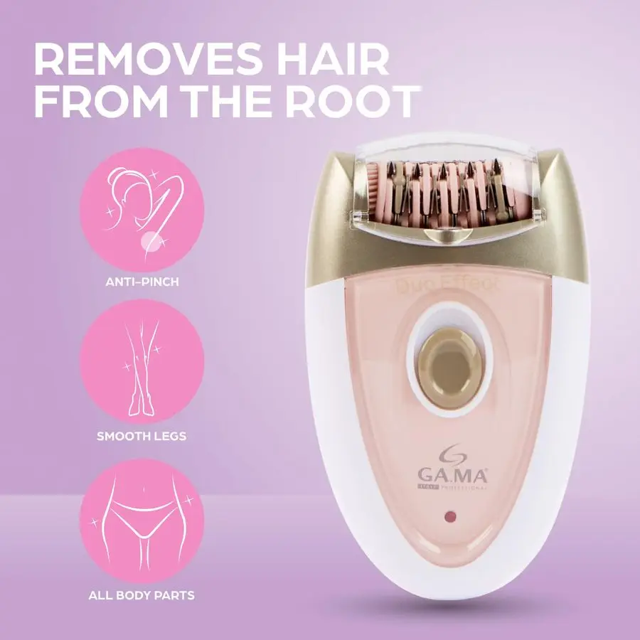 Gama Delicare Duo Rechargeable Epilator for Women, Cordless Electric Hair Removal Device, Hair Remover for Women, Bikini Trimmer