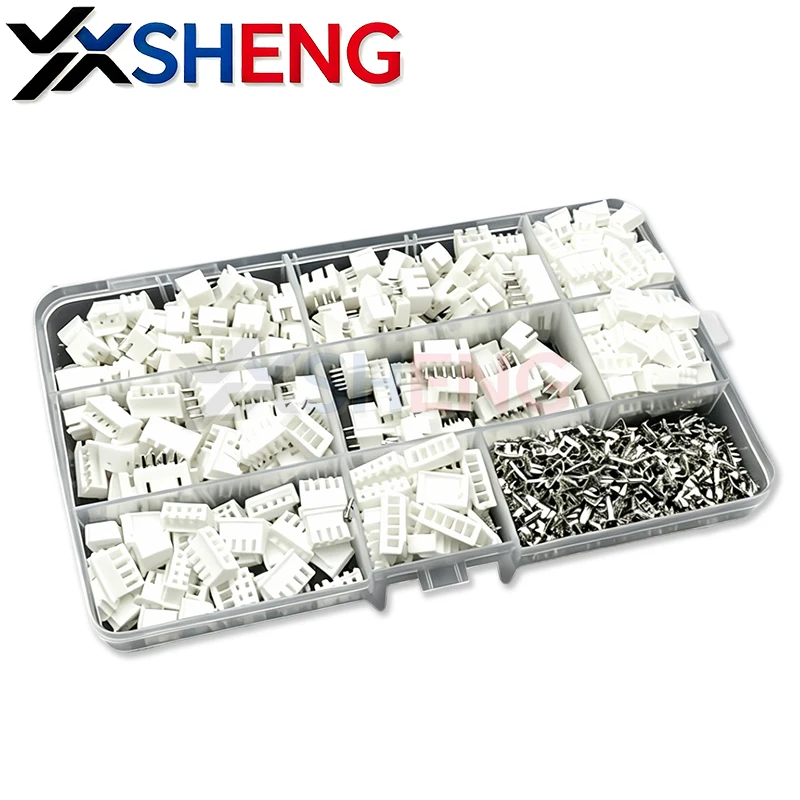 720PCS XH 2.54mm Connector Kit Straight Pin 2P 3P 4P 5P XH2.54 Pitch 2.54mm Terminals Male Female Plug Socket With Box