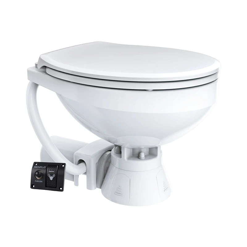 

Modern Macerator Toilet For Yacht & Marine 12v 24v Self-Priming Square Bowl P-Trap One Piece Structure For Boats