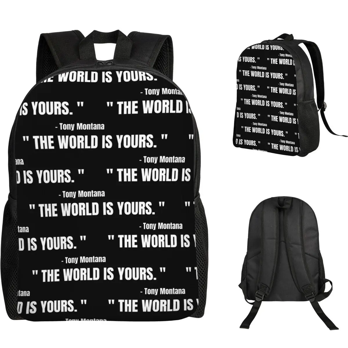 Scarface Tony Montana The World Is Yours Movie Backpack Student Boys Girls BookBag School Bag Laptop Shoulder Bags