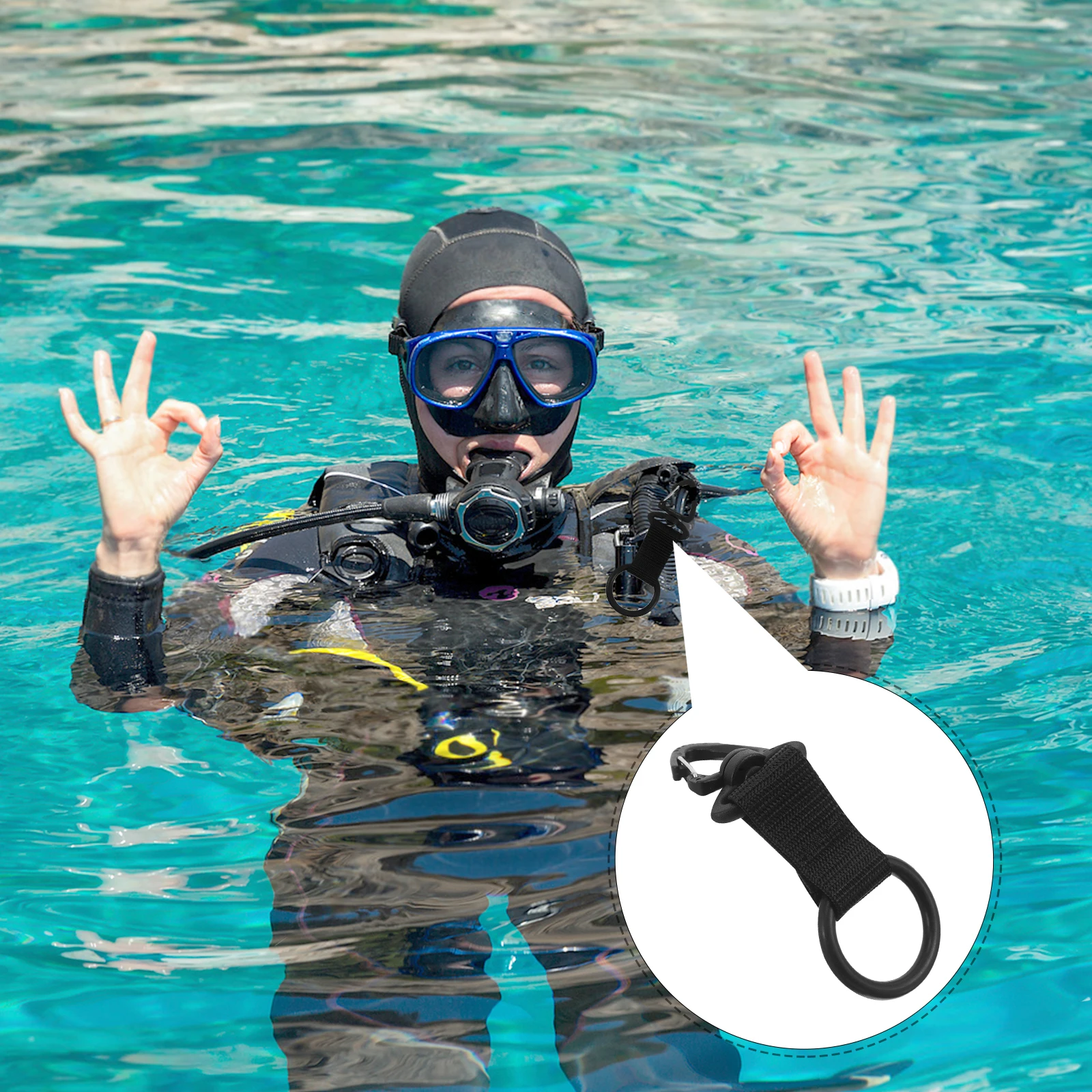 

1pc Second- Hanging Ring Octopus Holder Black Scuba Mouthpiece Keeper Silicone Material Recreational Diving Octopus