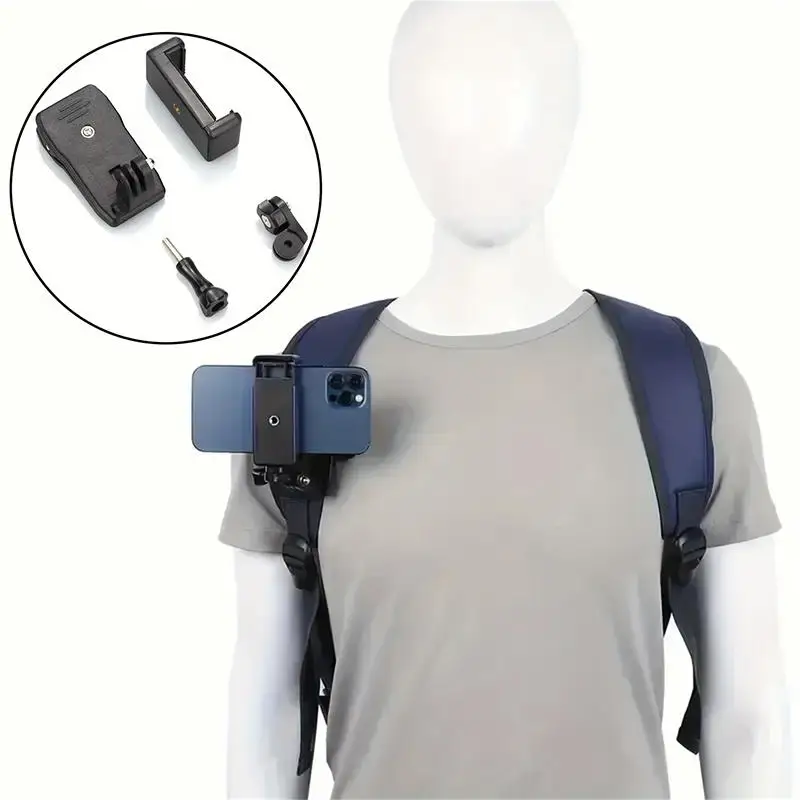 1/2pcs Black Backpack Phone Clip Cycling And Hiking Recording Accessories Multifunctional Portable Phone Holder